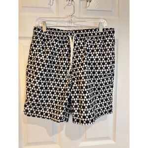 Old Navy Black & White Geometric Print Swim Trunks Shorts - Men's Medium‎